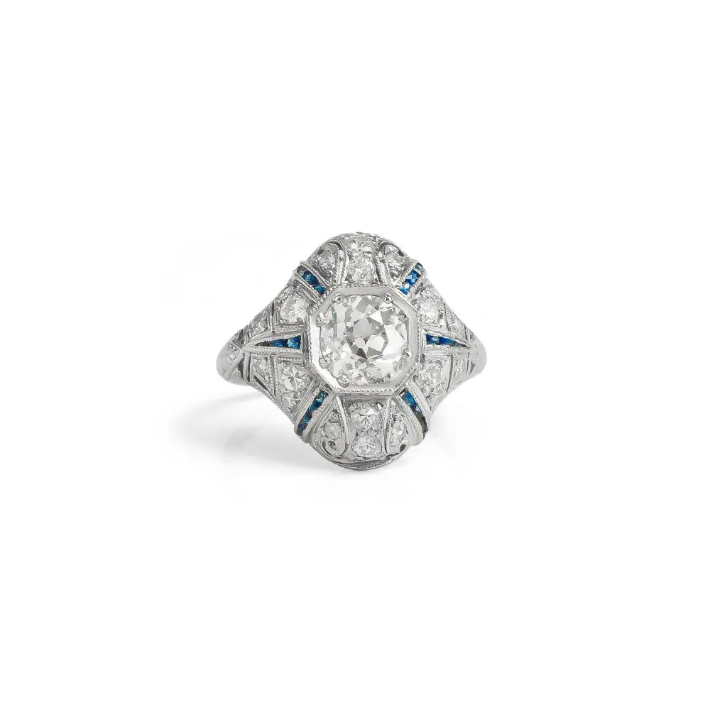 Art Deco Diamond & Sapphire Ring