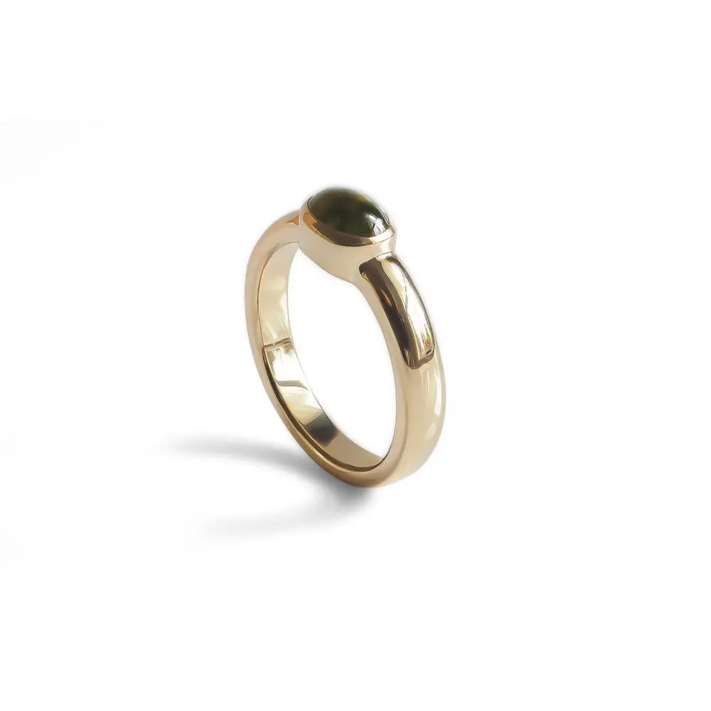 Oval Peridot Solitaire Ring in 18K Gold