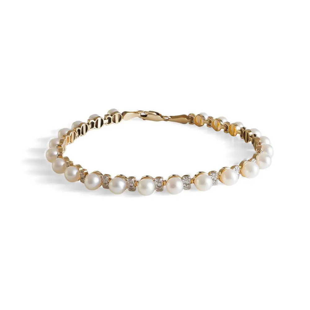 Akoya Pearl & Diamond Bracelet in 14K Gold