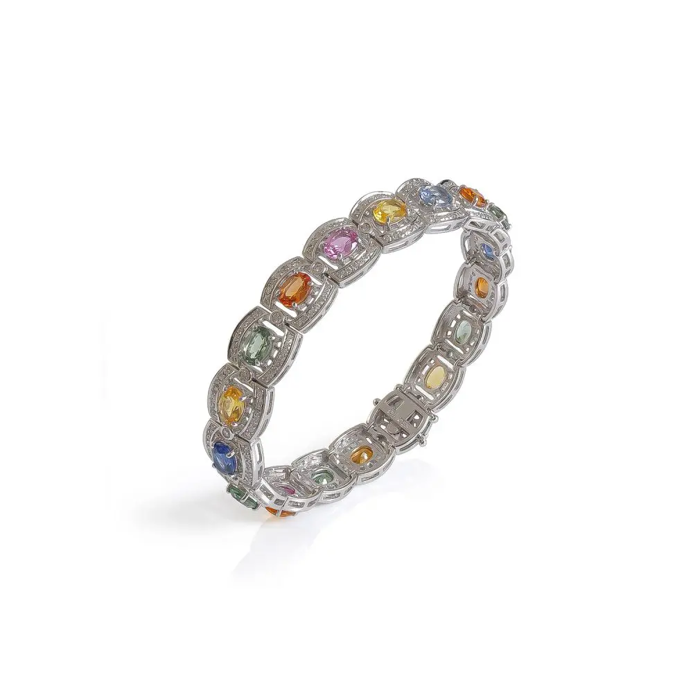 Multi-Color Sapphire & Diamond Bracelet