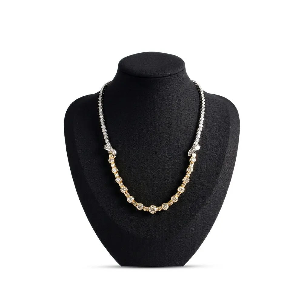 Yellow & White Diamond Necklace in 18K Gold