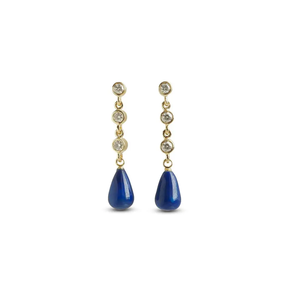 Lapis Lazuli & Diamond Earrings in 9K Gold
