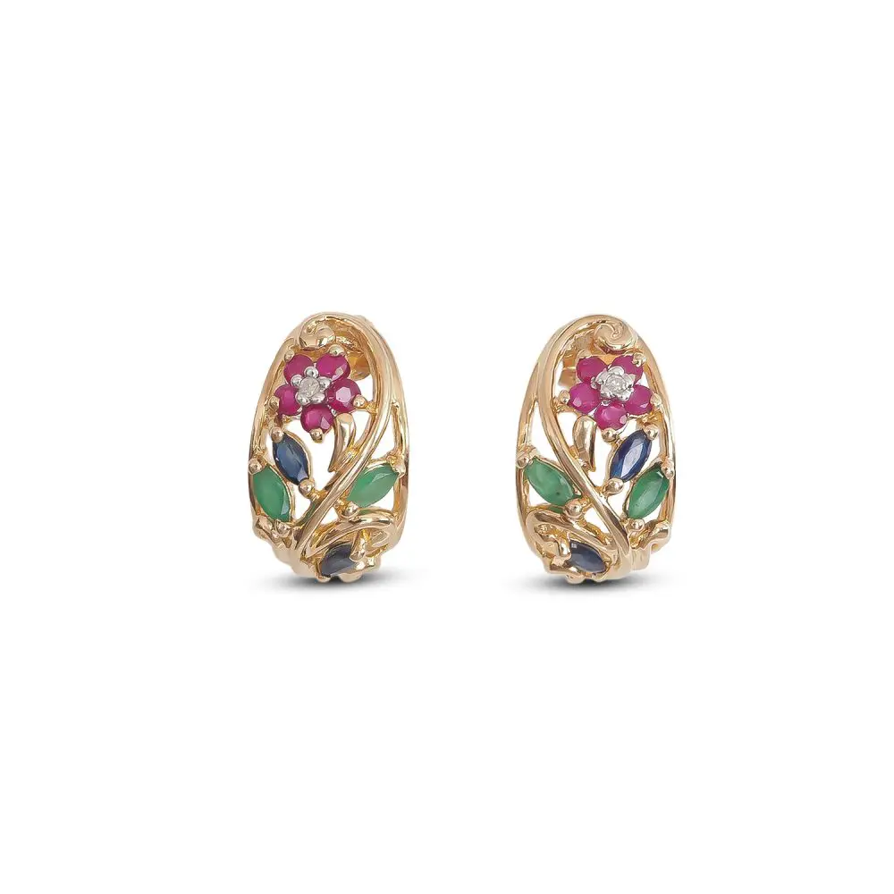 Multi-Gemstone Earrings in 10K Gold