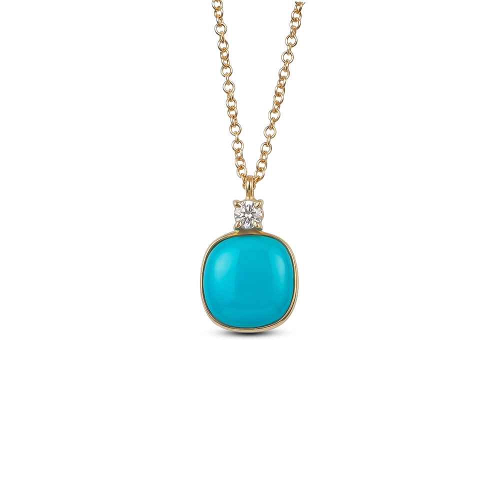 Turquoise & Diamond Pendant in 18K Gold