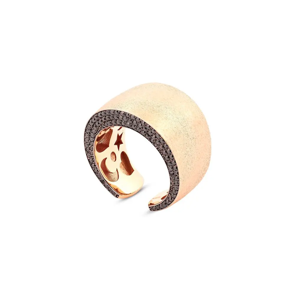 Italian Black Diamond Ring in 18K Gold