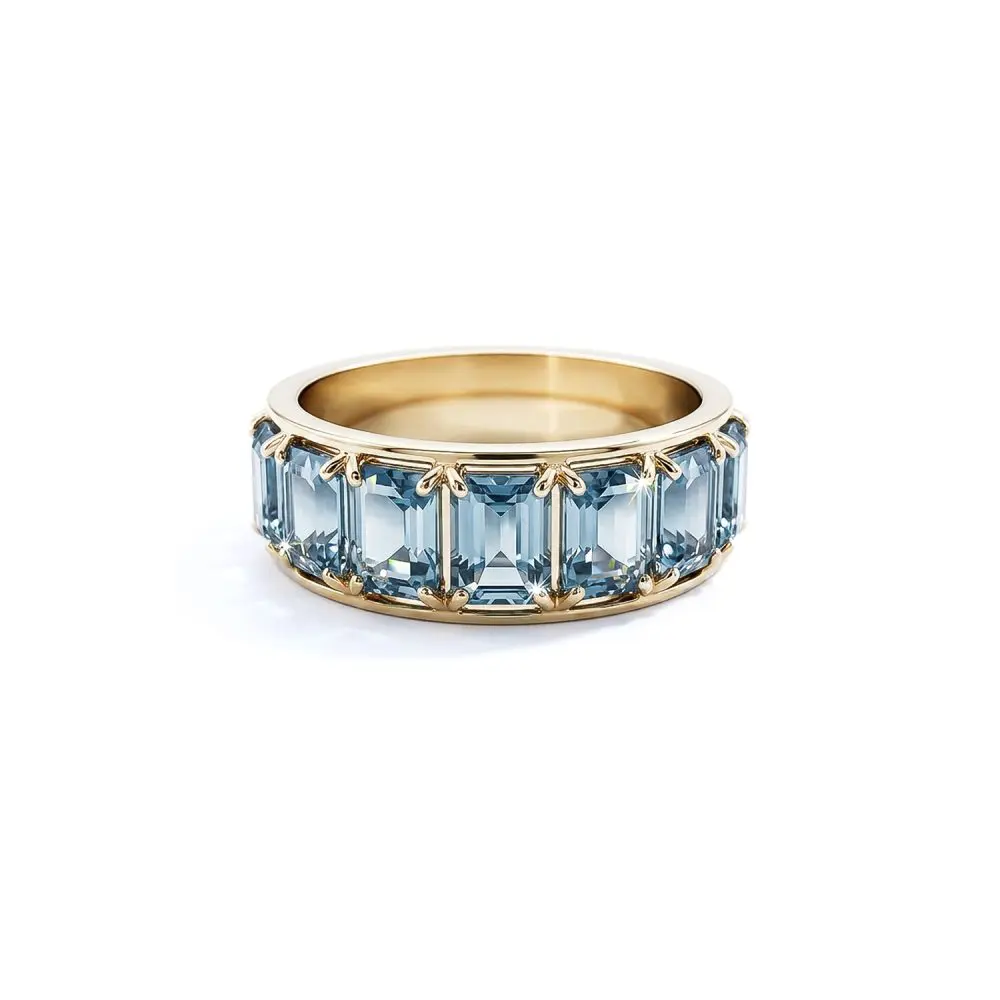 Aquamarine Band in 9K Gold