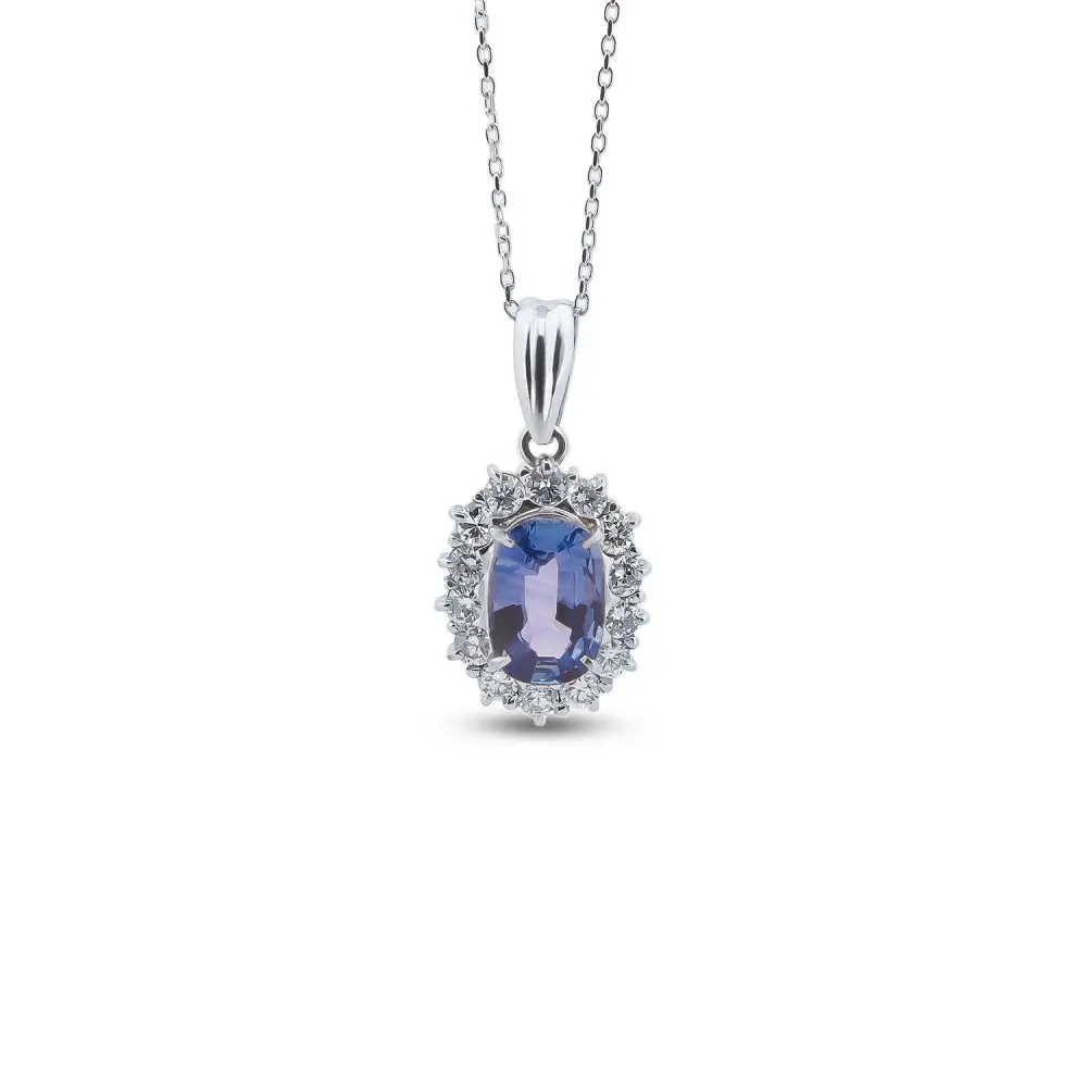 Sapphire & Diamond Pendant in Platinum