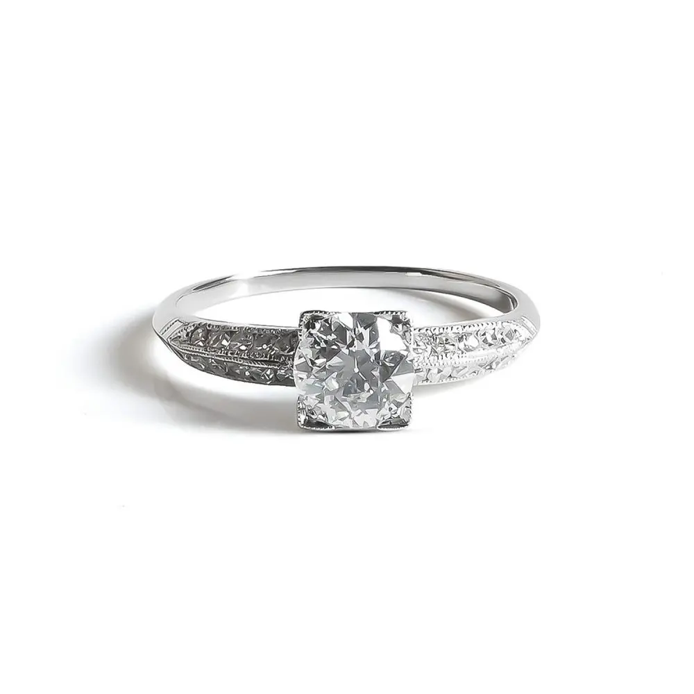 Old European-Cut Diamond Ring in Platinum